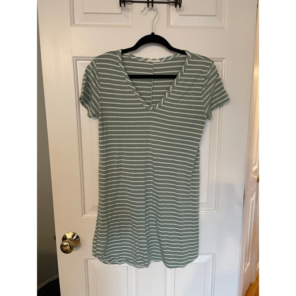 Olivia Rae Green & White Striped Dress Size Medium, Made in USA